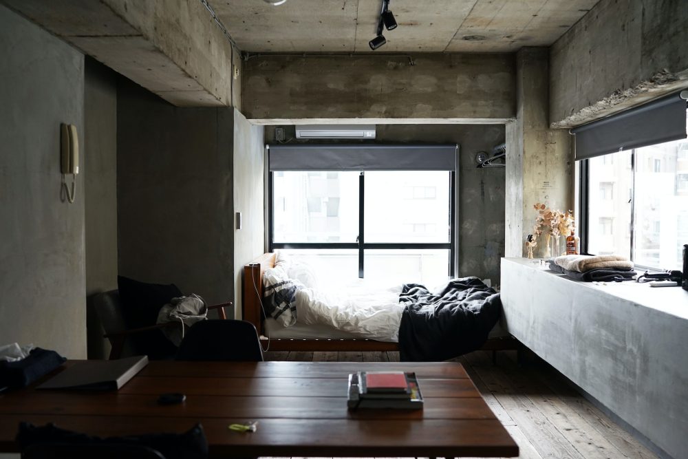 room with concrete walls