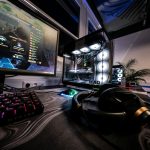 a-computer-desk-with-a-keyboard-mouse-and-monitor